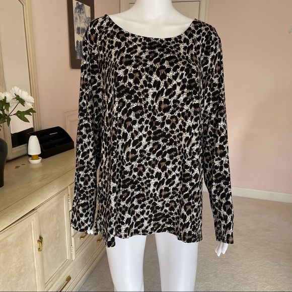 Mario Serrani Women’s Crew Neck Long Sleeve Top Leopard size XXL - Picture 3 of 11